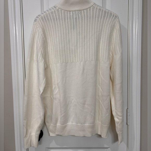 Calvin Klein Men’s Off White 1/4 Zip Cable Knit Pullover Size Medium - Picture 2 of 6